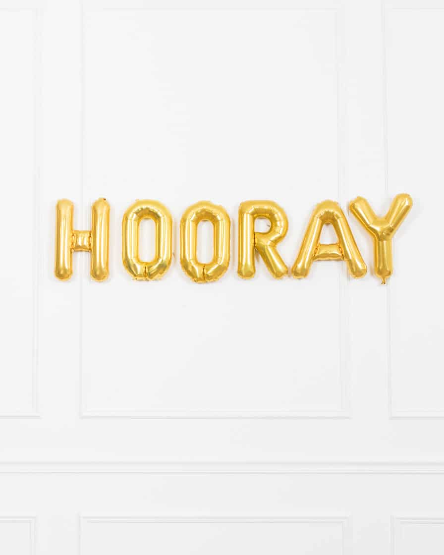 16in Gold Hooray Foil Balloon Set | Rental
