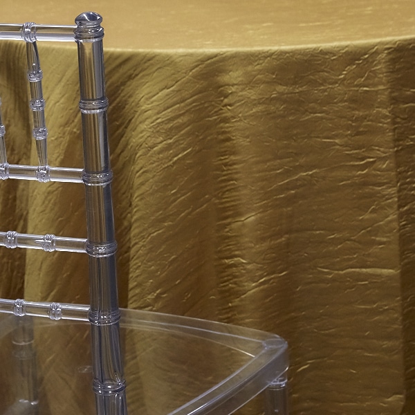 DARK GOLD – *FR* Crushed Taffeta Tablecloth by Eastern Mills – Many Size Otions | Rental