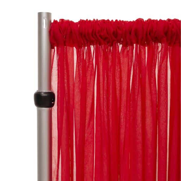 *FR* Crushed Sheer Voile Curtain Panel by Eastern Mills w/ 4″ Pockets – 10ft Wide – Red | Rental *FR* Crushed Sheer Voile Curtain Panel by Eastern Mills w/ 4″ Pockets – 10ft Wide – Red | Rental