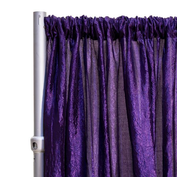 *FR* Crushed Taffeta Drape Panel by Eastern Mills 9 1/2 FT Wide w/ 4″ Sewn Rod Pocket – Dark Purple | Rental *FR* Crushed Taffeta Drape Panel by Eastern Mills 9 1/2 FT Wide w/ 4″ Sewn Rod Pocket – Dark Purple | Rental