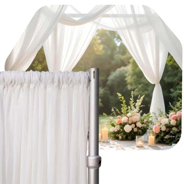 *FR* Crushed Sheer Voile Curtain Panel by Eastern Mills w/ 4″ Pockets – 10ft Wide – White | Rental *FR* Crushed Sheer Voile Curtain Panel by Eastern Mills w/ 4″ Pockets – 10ft Wide – White | Rental