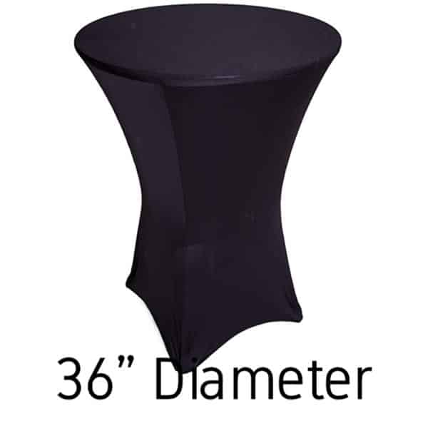200 GSM Grade A Quality Spandex Hi-Boy Table Cover – Black – Cocktail Table – 36″ Diameter | Rental