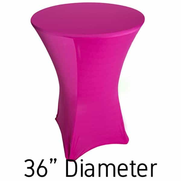 200 GSM Grade A Quality Spandex Hi-Boy Table Cover – Fuchsia – Cocktail Table – 36″ Diameter | Rental