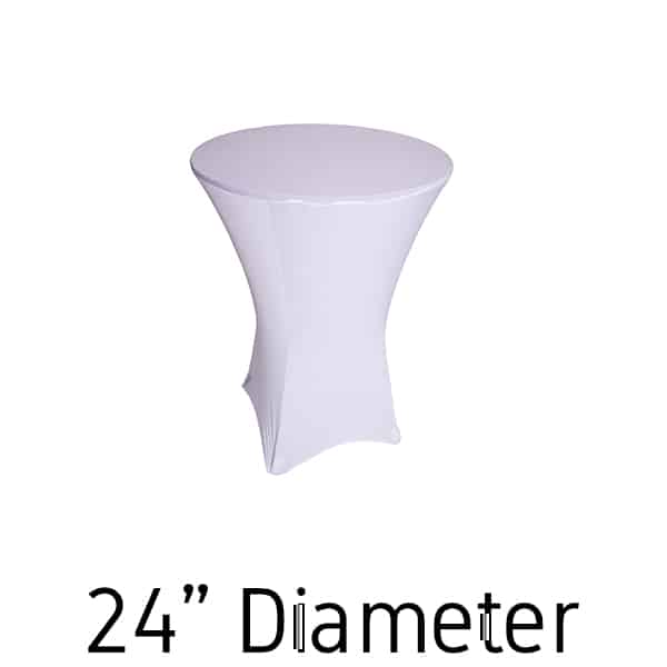 200 GSM Grade A Quality Spandex Hi-Boy Table Cover – White – Cocktail Table – 24″ Diameter | Rental