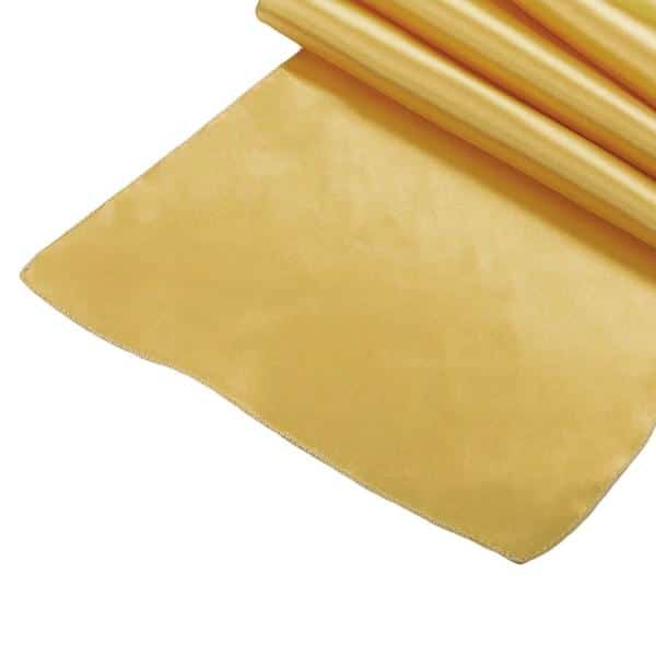 Sleek Satin Runner 14″ x 108″ – Bright Gold | Rental