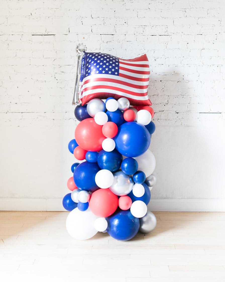 Red, White and Blue Palette Flag Balloon Column – 4ft | Rental