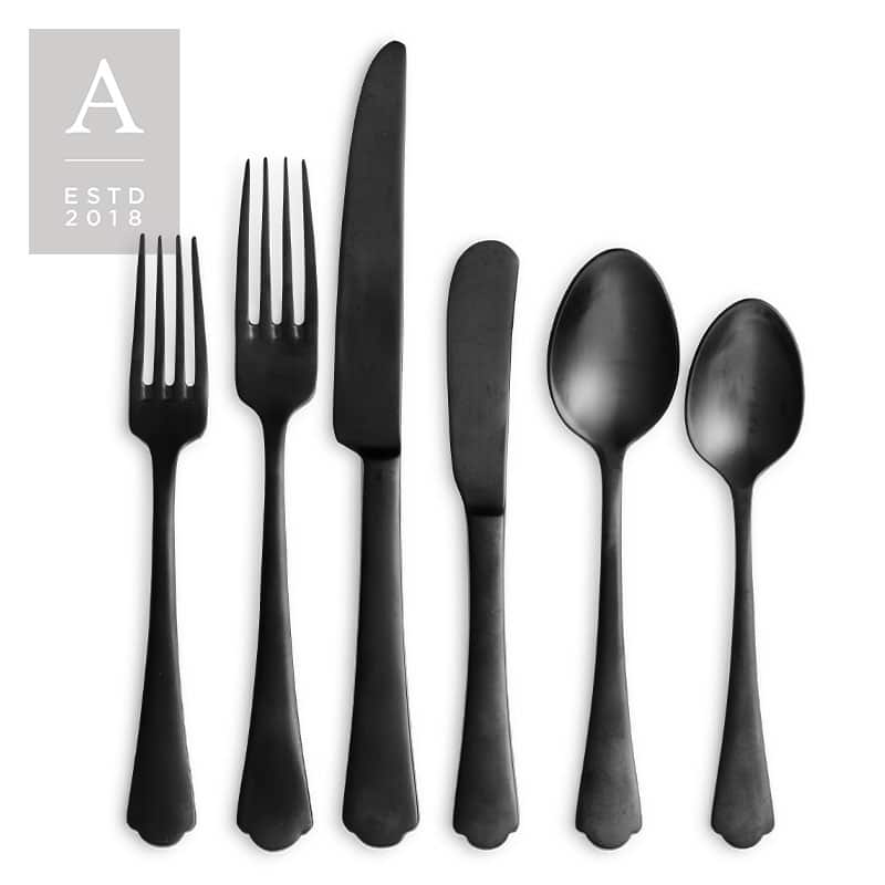 Ethan Black Brushed Flatware Collection | Rental
