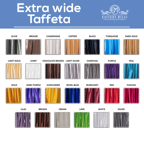 *FR* Extra Wide Taffeta by Eastern Mills by the Yard – 9 1/2 ft Wide – Choice of 28 Colors! | Rental