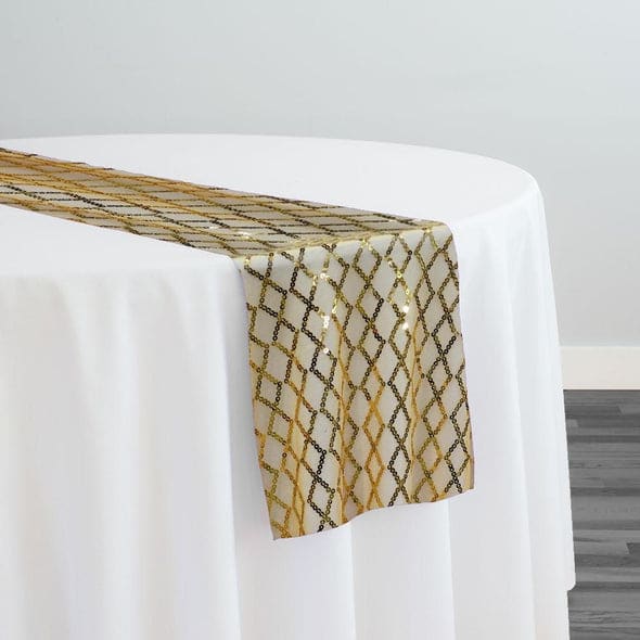 Vortex Sequins Table Runner in Gold | Rental Vortex Sequins Table Runner in Gold | Rental