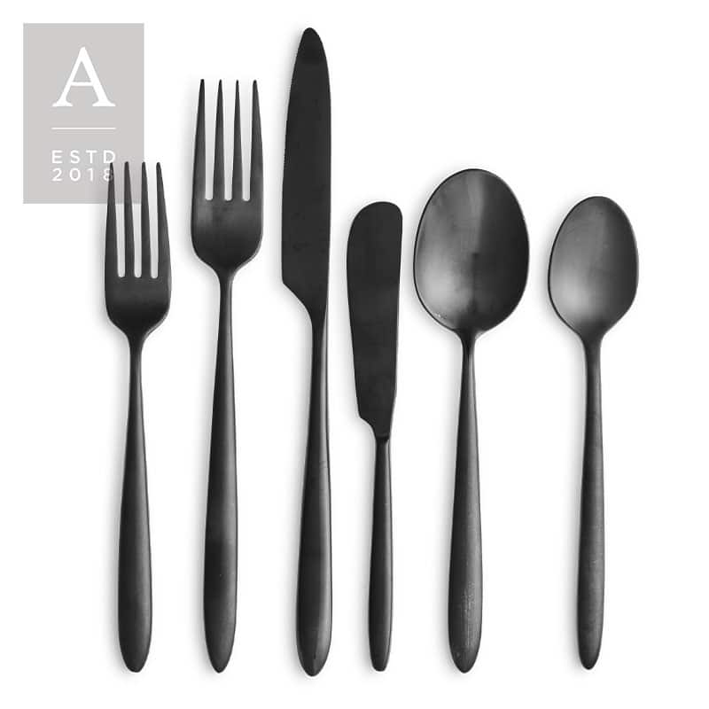 Muse Black Brushed Flatware Collection | Rental