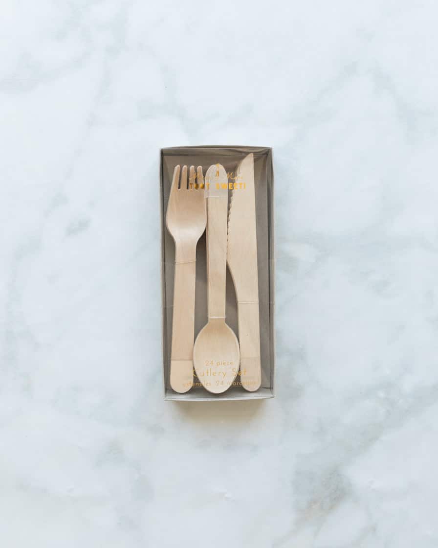 Meri Meri – Silver Dipped Wooden Cutlery Set – pack of 24 | Rental