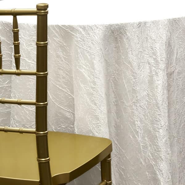 WHITE – *FR* Crushed Taffeta Tablecloth by Eastern Mills – Many Size Otions | Rental