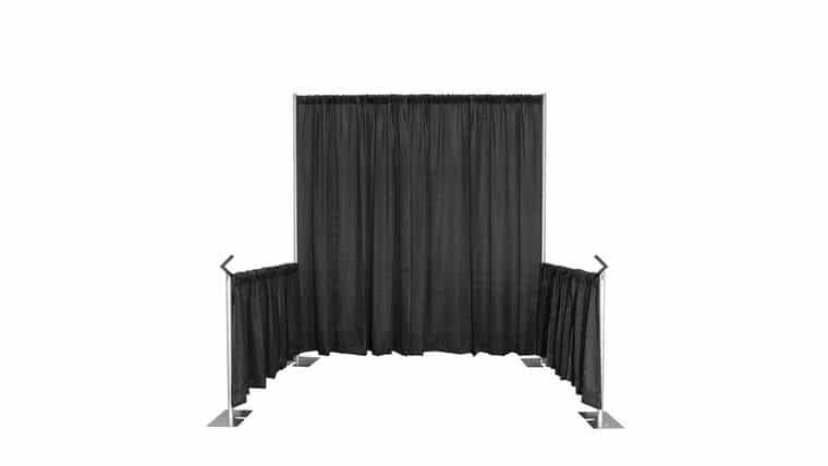 10′ x 10′ Expo Pipe & Drape Booth w/Banjo Drape Package w/8′ Backdrop & 3′ Sides | Rental