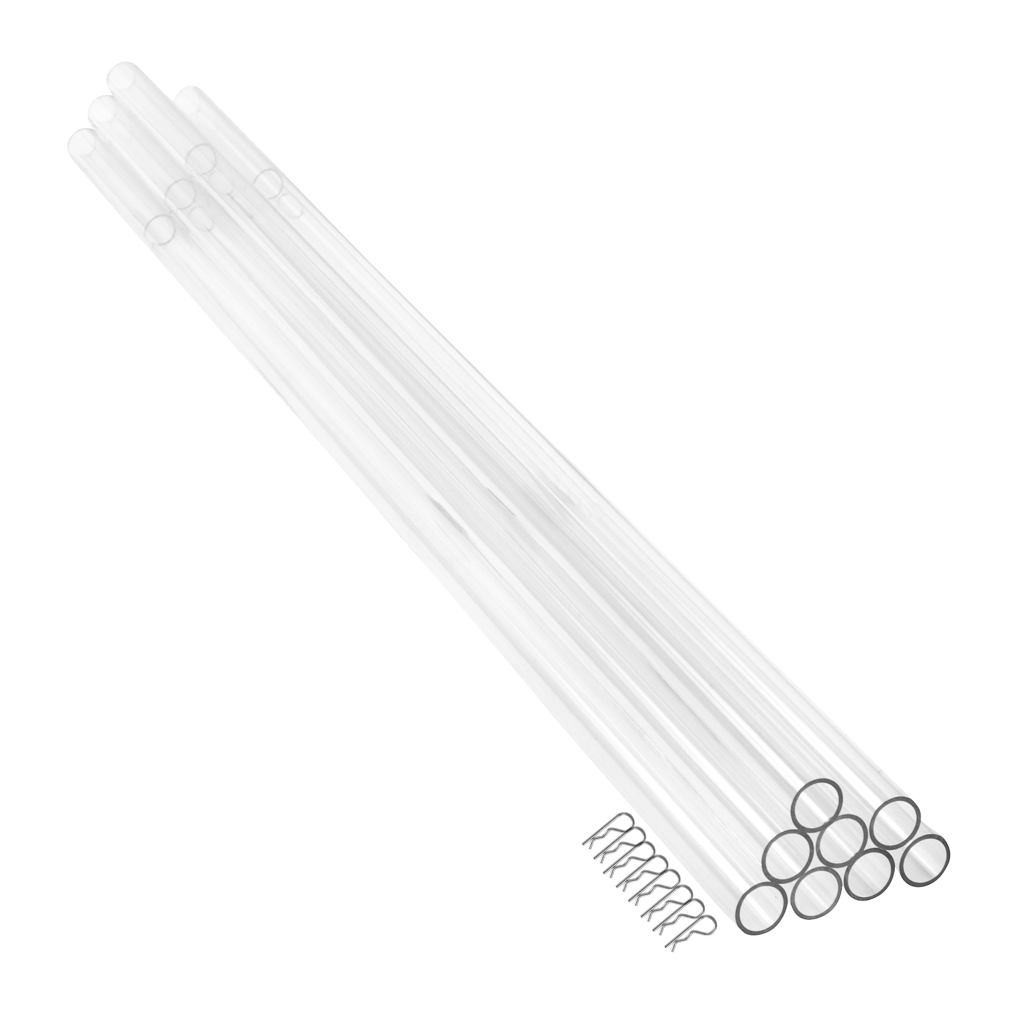 8 pcs Clear Acrylic Ceiling Drape Tube with Position Fastening Pins | Rental