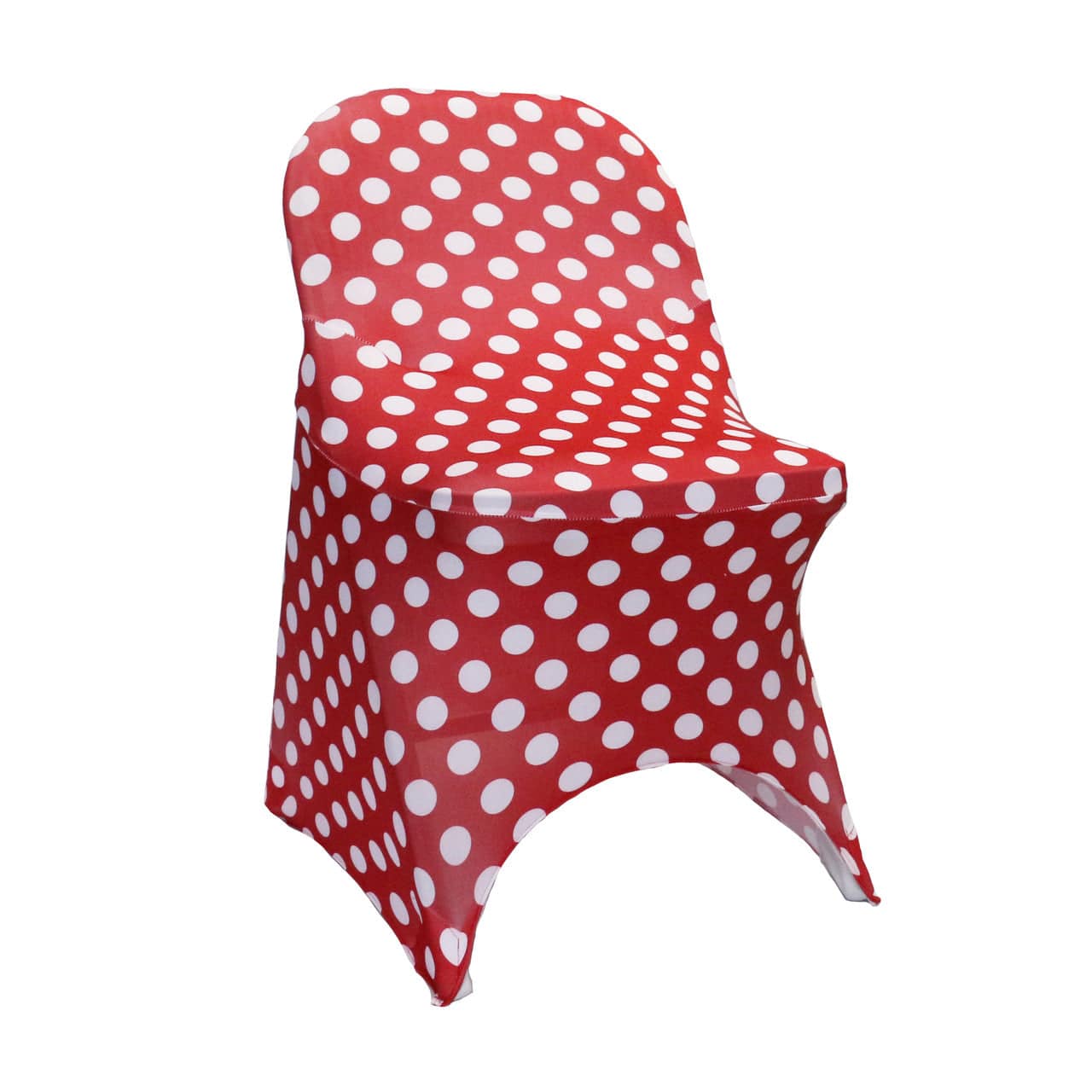 Print Spandex Folding Chair Cover in Red and White Polka Dot | Rental Print Spandex Folding Chair Cover in Red and White Polka Dot | Rental