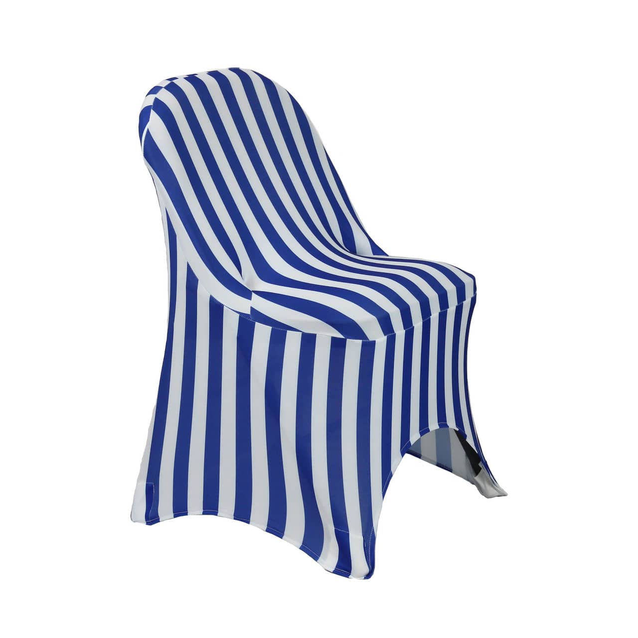 Print Spandex Folding Chair Cover in Royal Blue and White Striped | Rental Print Spandex Folding Chair Cover in Royal Blue and White Striped | Rental