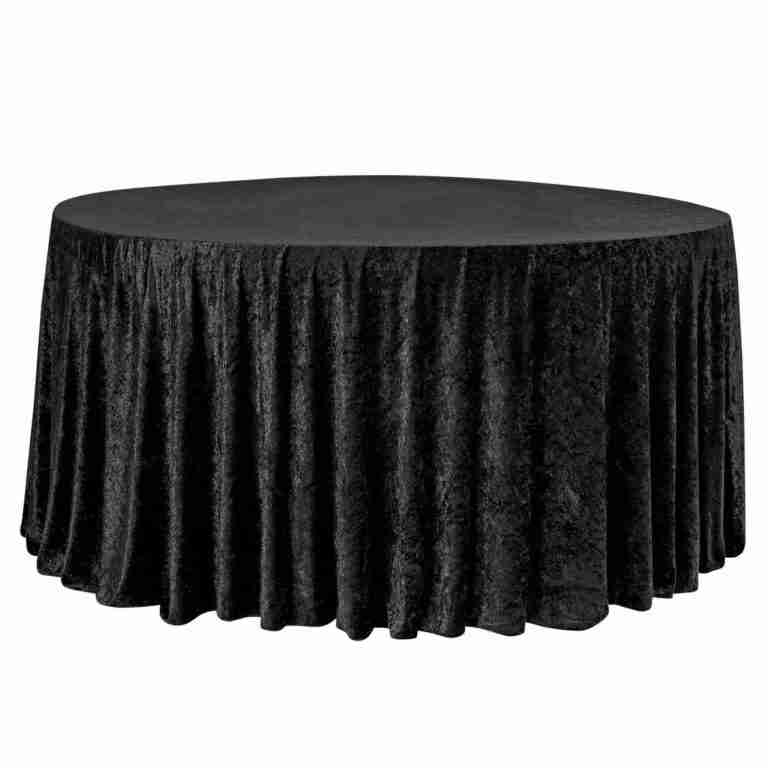 Velvet 108″ Round Tablecloth – Black | Rental Velvet 108″ Round Tablecloth – Black | Rental