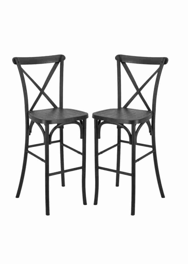 Black Resin Steel Skeleton™ Cross Back Barstool – 2 Pack – Some Assembly Required | Rental