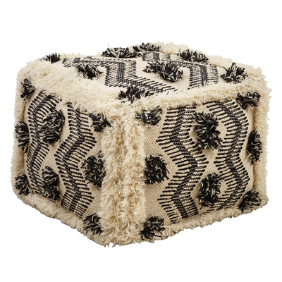 PU319 Fringe Zig Zag Pouf | Rental PU319 Fringe Zig Zag Pouf | Rental