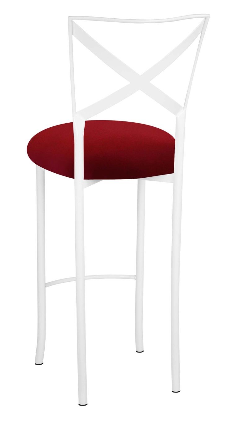 Simply X White Barstool with Red Stretch Knit Cushion – Chameleon Chair Collection | Rental Simply X White Barstool with Red Stretch Knit Cushion – Chameleon Chair Collection | Rental