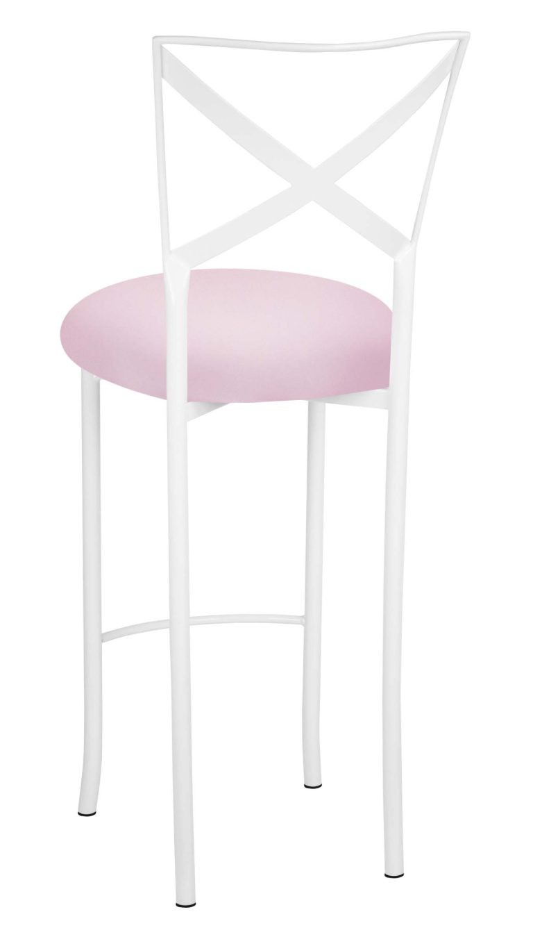 Simply X White Barstool with Soft Pink Stretch Knit Cushion – Chameleon Chair Collection | Rental